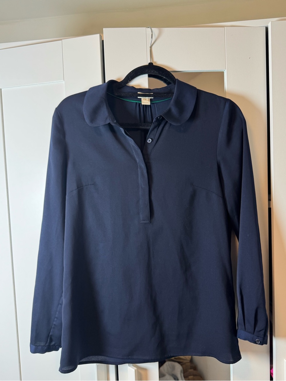 J. Crew Navy Long-Sleeve Button-Down Shirt with Polo Collar